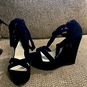 Black Strappy Wedges